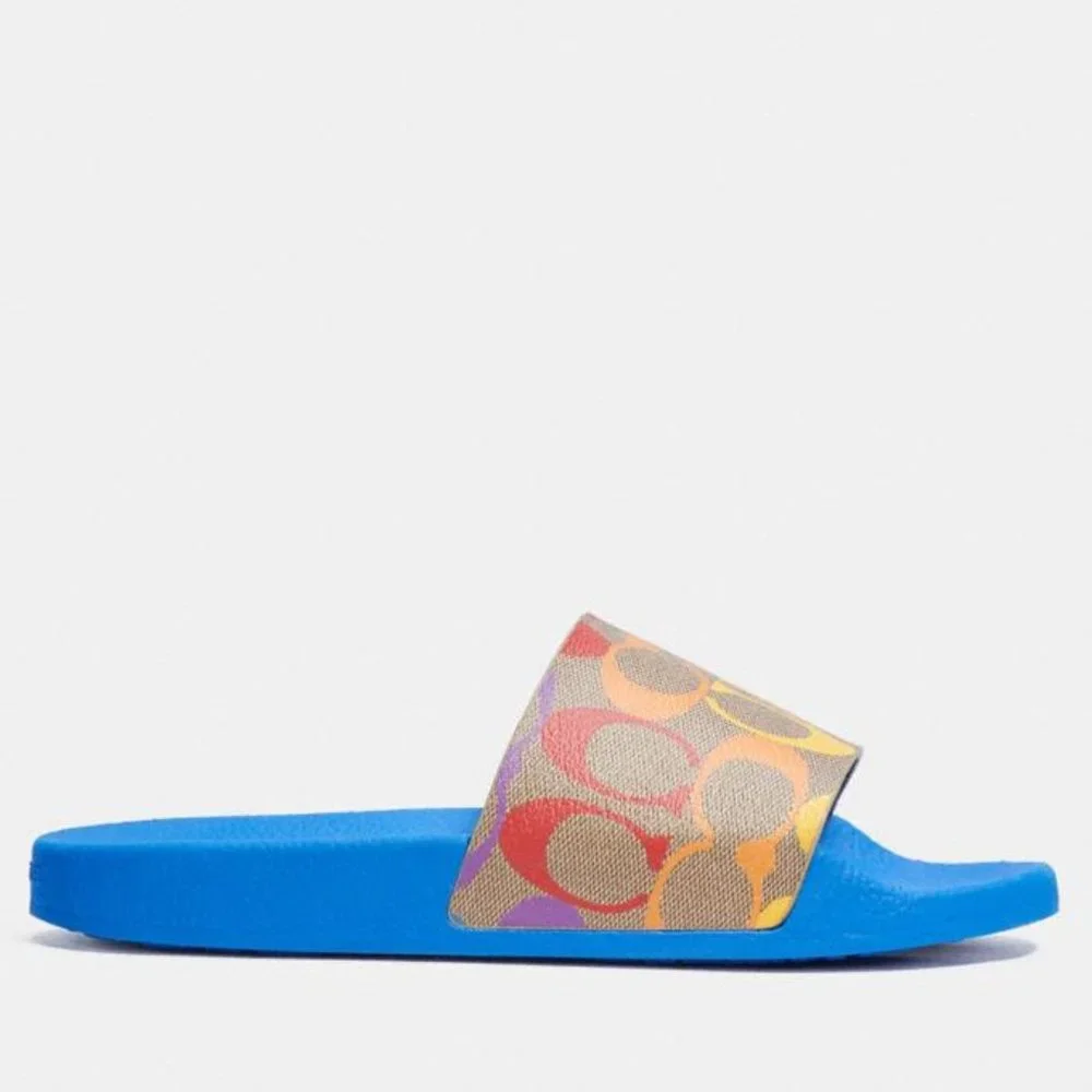 ❤️ Coach Uli Sport Slide Rainbow Signature Canvas 11 - Picture 2 of 7